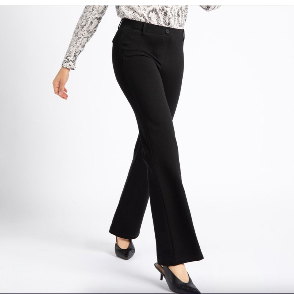 Betabrand Black Dress Pant Yoga Pants Boot-Cut Classic LONG